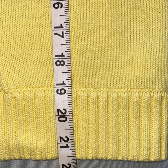 Orvis Butter Yellow Cable Knit Cotton Sweater Vintage Preppy Layering V-Neck SM - Picture 10 of 12